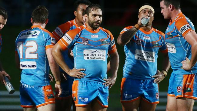 Action from the 2019 Intrust Super Cup Queensland Rugby League match between the Northern Pride and the Souths Logan Magpies, held at Barlow Park. Pride's Maurice Blair (centre) looks on. PICTURE: BRENDAN RADKE