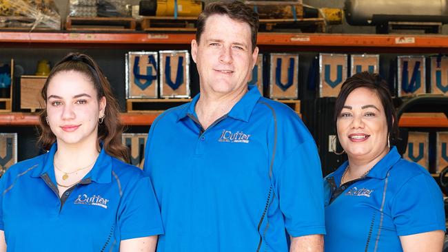 (From left to right) Alyce Morris, Dallas Morris and Kalari Morris from Mackay's iCutter Industries. Picture: Contributed.