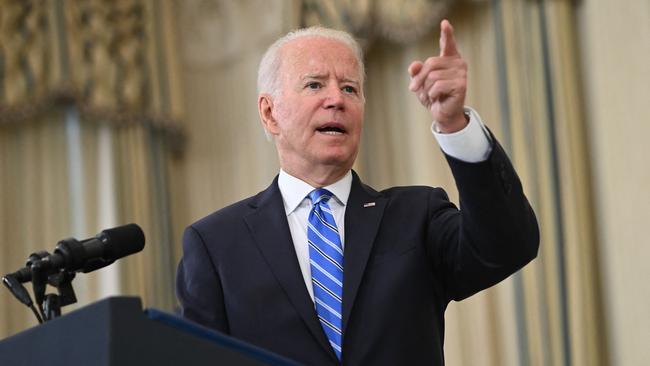 Marking six months in office with a speech at the White House, US President Joe Biden said the US economic recovery “hinged on getting the pandemic under control”. Picture: AFP