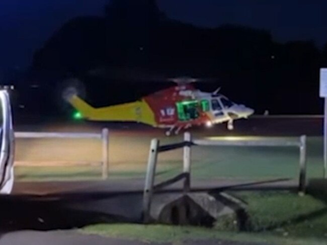 The Westpac Rescue Helicopter lands in Goonellabah