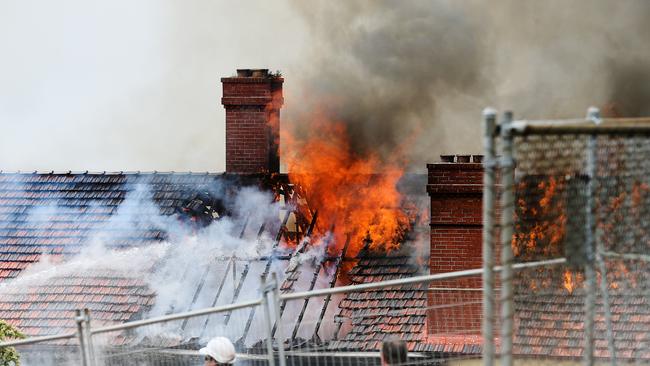 Fire at the Peacock Centre mental health facility in North Hobart. Picture: SAM ROSEWARNE