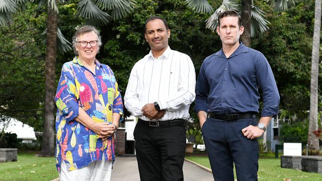 Stable NQ founder Anne Harley, IndiaFest committee member Sam Kadavil and Councillor Kurt Rehbein, are concerned about Council's decision to half tier 1 community grants. Picture: Shae Beplate.