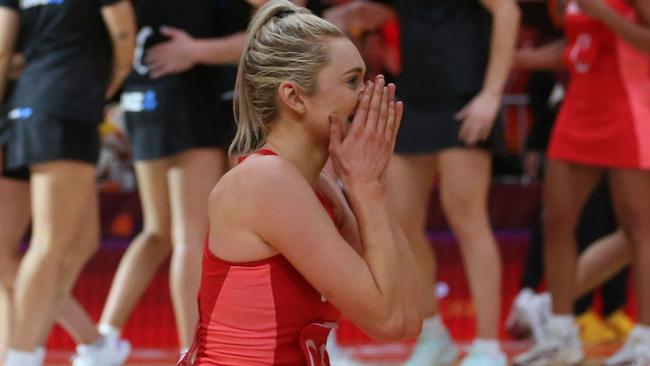 Helen Housby (R) was starved of possession early, but came into her own to help secure a historic final berth. Picture: Getty Images.