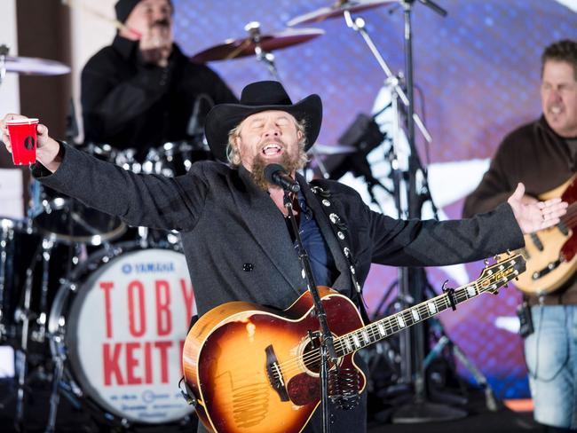 Country singer Toby Keith and his red cup performed at the Trump welcome concert.