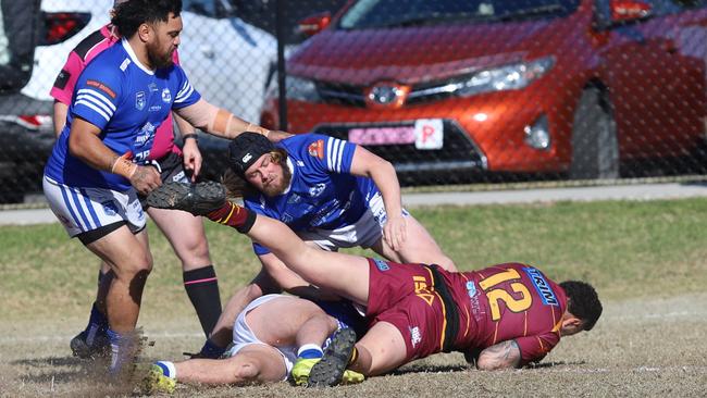 Cooper Nairn scores for Thirlmere Roosters. Picture: Steve Montgomery.
