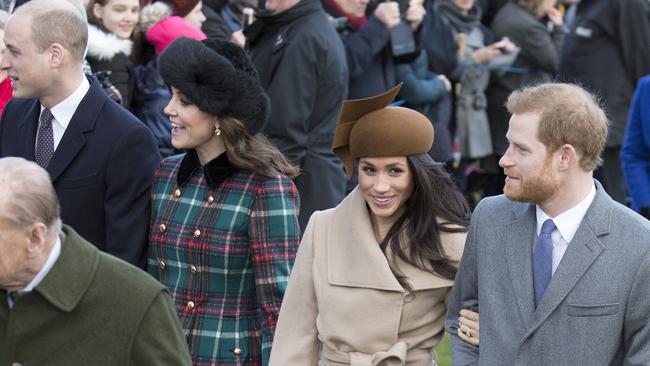 Prince William, Kate Middleton, Meghan Markle and Prince Harry attend church on Christmas Day last year. Whether they appear together at the same event this year has royal watchers on the edge of their seats. Picture: Mega Agency