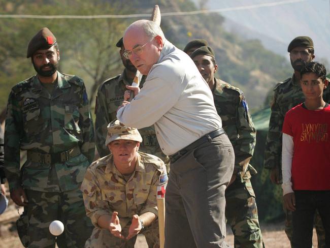 Former Prime Minister John Howard had much more luck with the willow than he did with the ball when playing an impromptu cricket match in Pakistan in 2005.