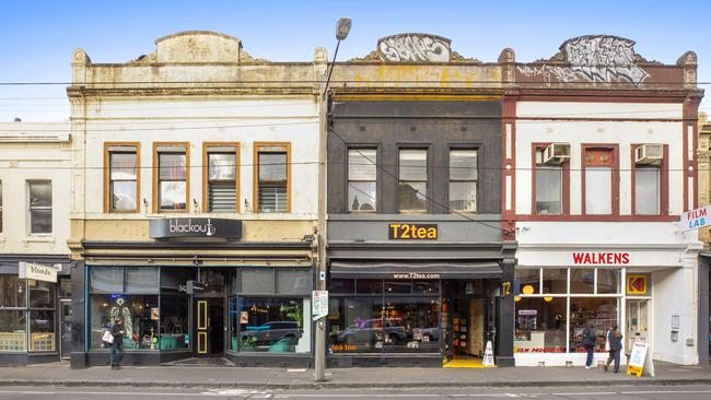 The shopfronts at 340 and 342 Brunswick St, Fitzroy, home to Blackout Lounge and a T2 store, also sold recently.