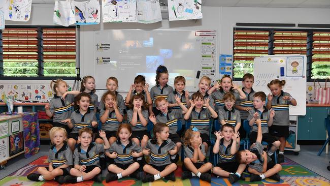 MY FIRST YEAR: Funny faces. Siena Catholic Primary School Preps. Picture: Patrick Woods.