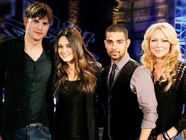 Ashton Kutcher (L), Mila Kunis, Wilmer Valderrama and Laura Prepon are still good friends years after That 70s Show ended. Picture: Supplied