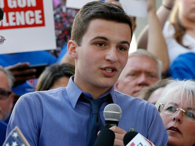 Students, including Cameron Kasky, have announced plans to march on Washington in a bid to shame politicians into reforming gun laws. Picture: AFP