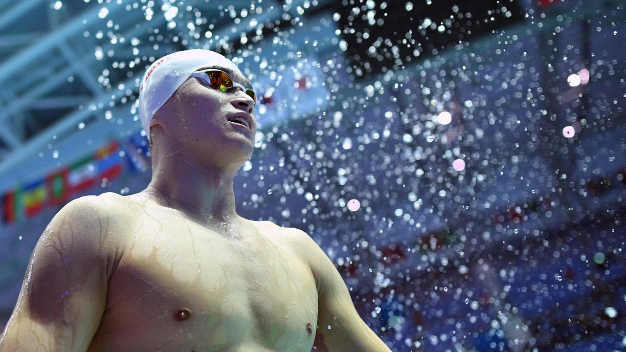 Sun Yang at the 2019 World Championships at Nambu University Municipal Aquatics Center in Gwangju, South Korea. Photo: AFP