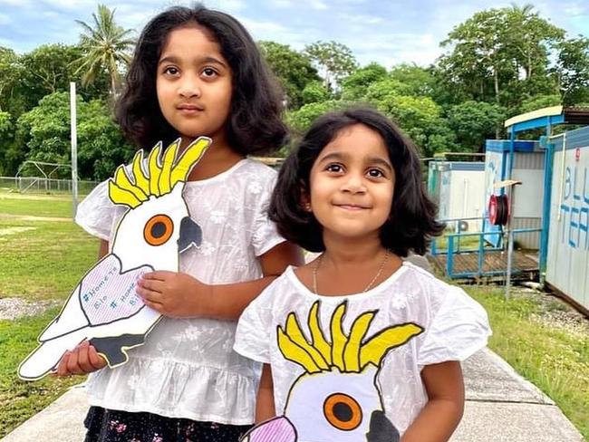 Sri Lankan family of Nades (father), Priya (mother), Kopika and Tharunicaa (youngest) who were living in Biloela until they were taken and placed on Christmas Island to await possible deportation Picture Instagram @bringthemhometobiloela