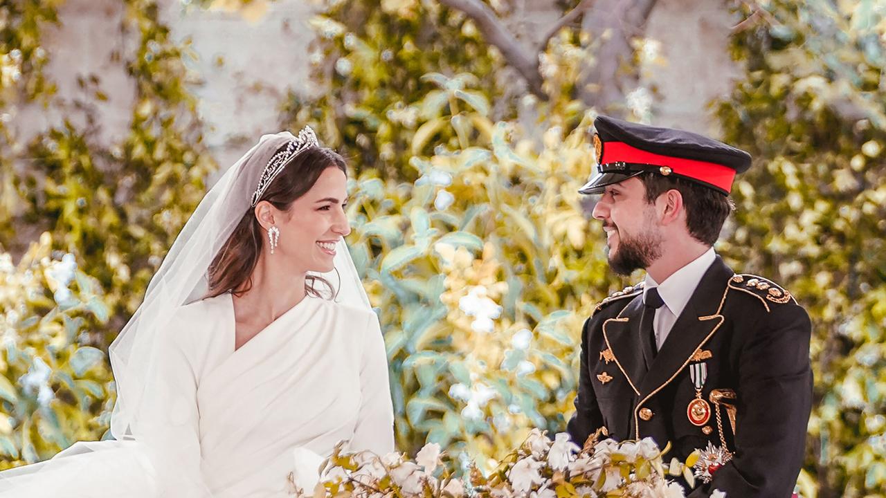 The bride and groom. Picture: Jordanian Royal Palace/AFP