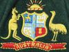 15 Jun 2000 : Australian Coat of Arms on Baggy Green cap. Australian cricket. emblem /hats sport uniforms hats