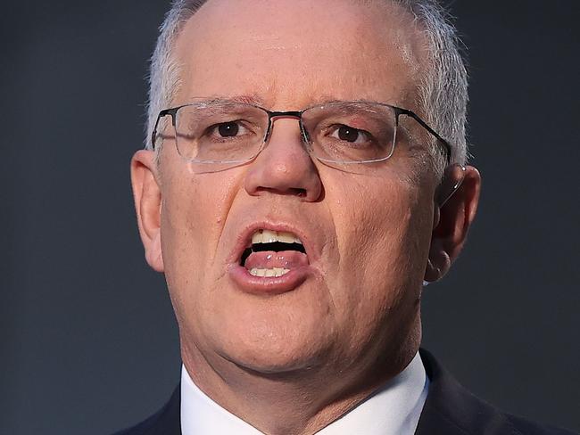 CANBERRA, AUSTRALIANewsWire Photos MARCH 30, 2022: Prime Minister Scott Morrison spoke to morning Tv shows about the 2022 Budget, in Parliament House, Canberra. Picture: NCA NewsWire / Gary Ramage