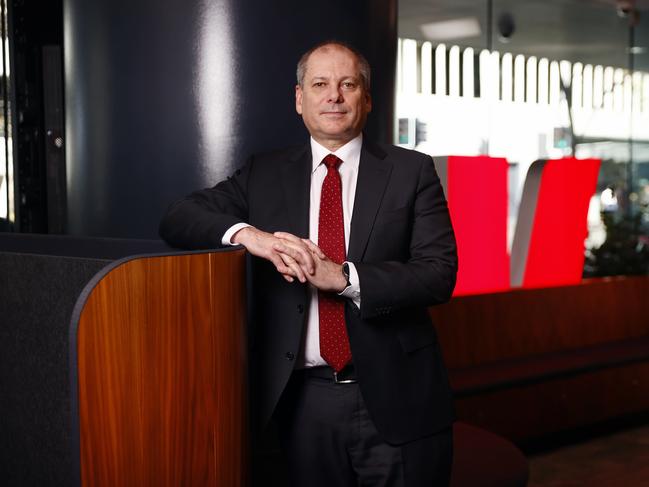 DAILY TELEGRAPH 10TH AUGUST 2023 Pictured at Westpac offices at Barangaroo in Sydney is Westpac Group Chief Executive Officer Peter King.Picture: Richard Dobson