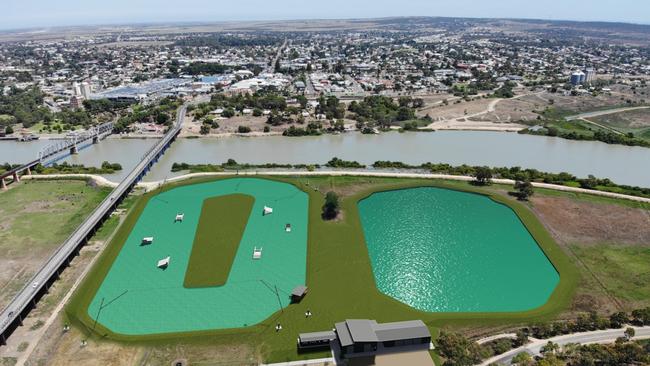 An artist's impression of a new water sport park planned for Murray Bridge. Picture: Supplied