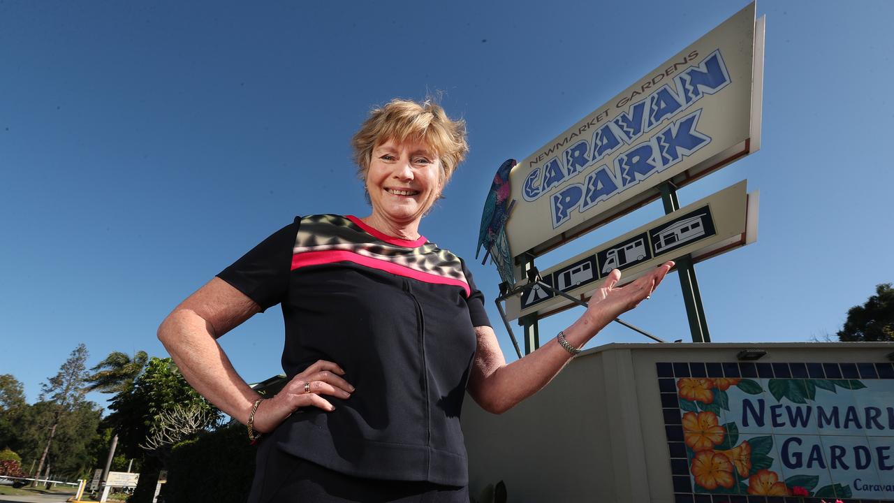 Robyn Wright owner of the Newmarket Gardens Caravan Park, the oldest in Qld, which opened in 1957, is auctioning off the park’s assets as it closes. Pic Annette Dew