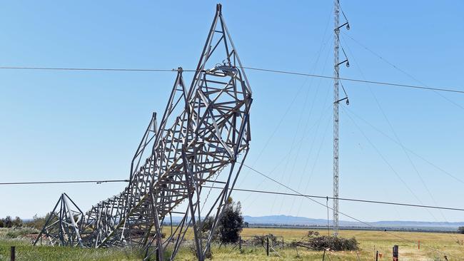 The site of the damaged power towers on private property near Melrose in the state’s mid north.