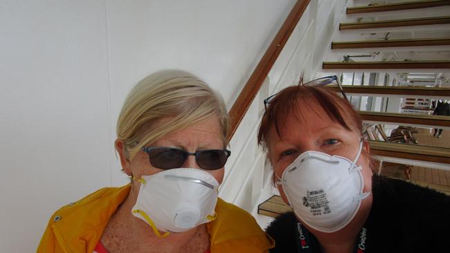 Diana Headlam, left, of Hervey Bay, and Alana Hoskinson, right, of Launceston, were passengers on the Diamond Princess cruise ship. Picture: News Regional Media.