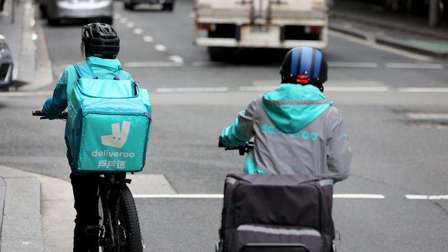 Many overseas students work as delivery riders in the “gig” economy. Picture: Damian Shaw