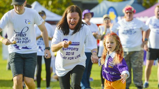 Bobbie-Lea and Ellie Burgess at a previous Gladstone Relay for Life at Chanel College.