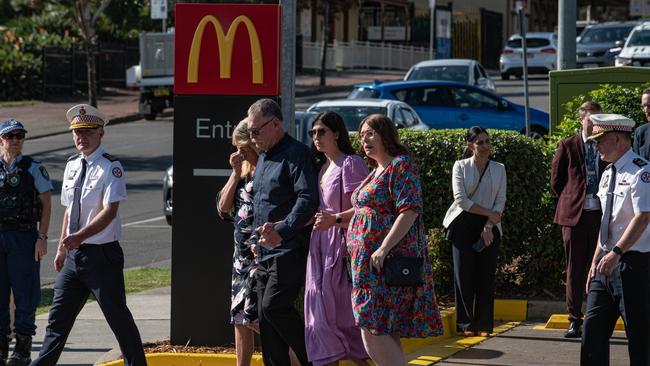 Dozens of people have flocked to the McDonalds where Mr Tougher was killed to lay flowers. Picture: NCA NewsWire/ Flavio Brancaleone,