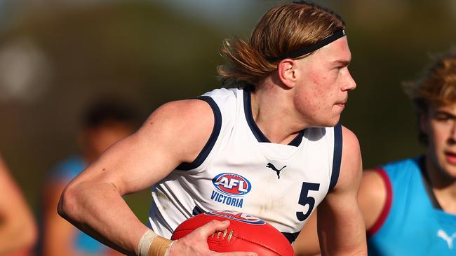 MELBOURNE, AUSTRALIA - JULY 09: Harley Reid of Vic Country in action during the 2023 AFL National Championships match between Vic Country and the Allies at RSEA Park on July 09, 2023 in Melbourne, Australia. (Photo by Graham Denholm/AFL Photos via Getty Images)