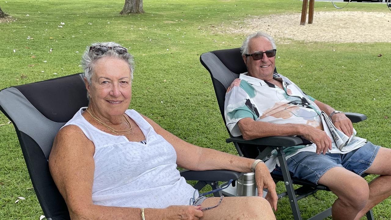 Colleen and Richard Ey celebrating Christmas at La Balsa Park.