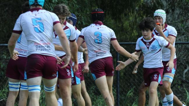 Ormiston scrumhalf Lucas Wood celebrating a try. Picture Ming Body.