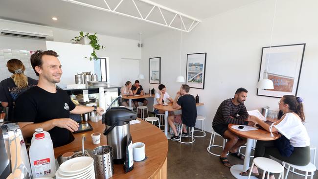 Inside Highline Palm Beach, Palmy’s newest cafe, on the Gold Coast Highway, Palm Beach. Photo by Richard Gosling