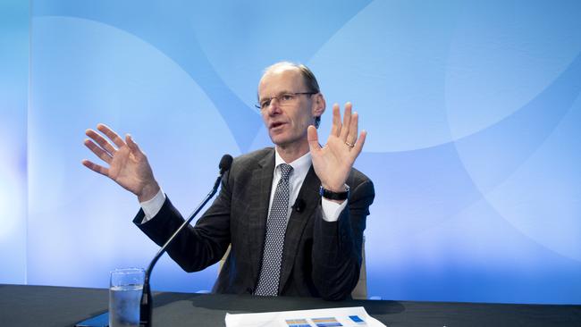 ANZ CEO Shayne Elliott discussing the first half result on May 5, 2021. Picture: Arsineh Houspian