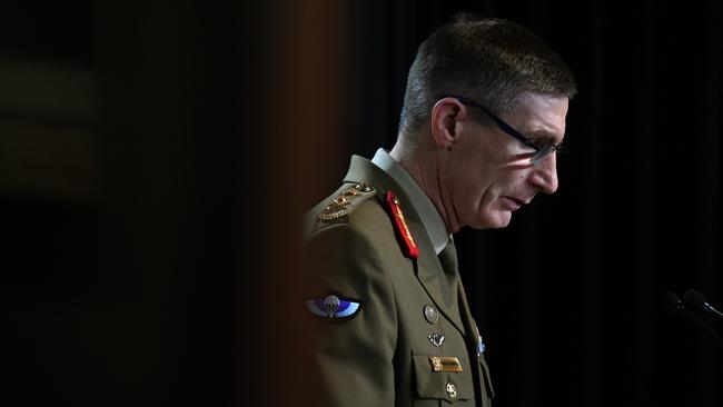 Chief of the Australian Defence Force General Angus Campbell delivers the findings Afghanistan inquiry on November 19. Picture: Getty Images