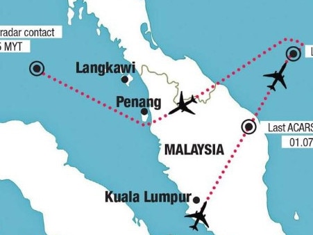 MH370 disappeared while flying from Kuala Lumpur to Beijing. Picture: News