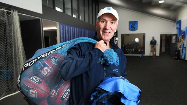 Sturt team manager Graham Mason recently notched up 20 years with the Double Blues. Picture: AAP/Mark Brake