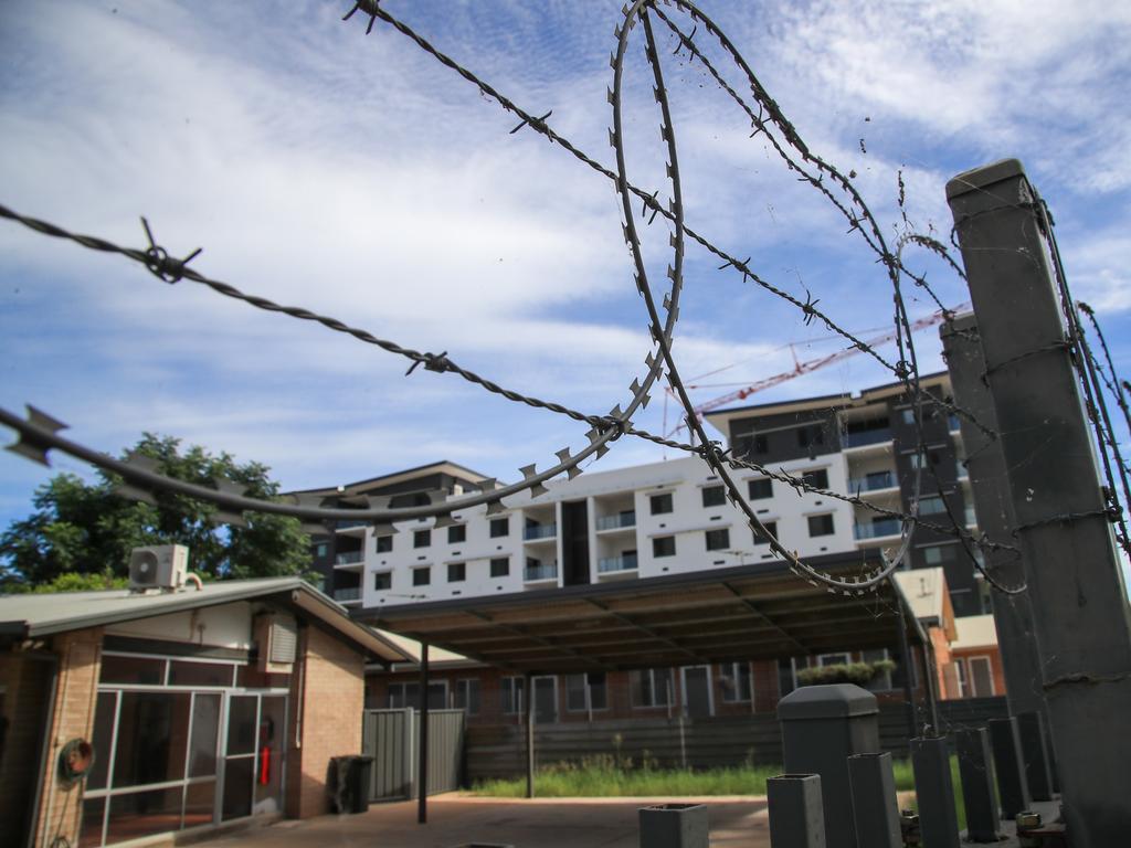 An apartment block protected by heavy security and razor wire. Picture: JPL/Media Mode/news.com.au