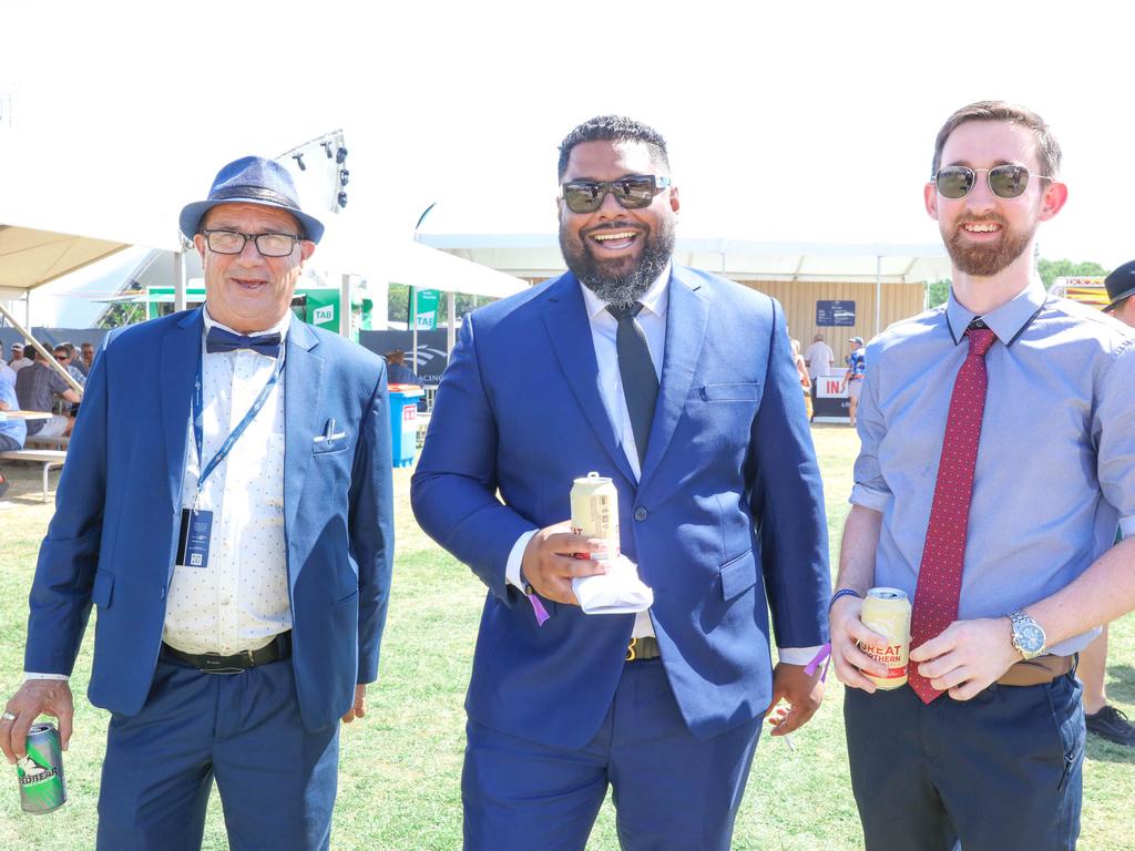 Rob Bloomfield, Mark Ramayn and Josua Kimm at the 2021 Great Northern Darwin Cup. Picture: Glenn Campbell