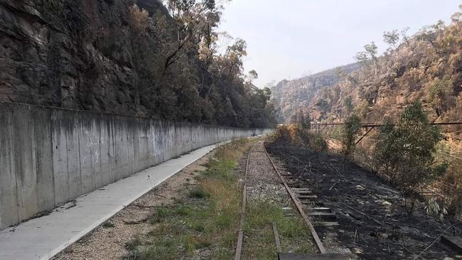 Fortunately train carriages were moved from this area a week before the December 20-21 bushfires. Picture: Zig Zag Railway