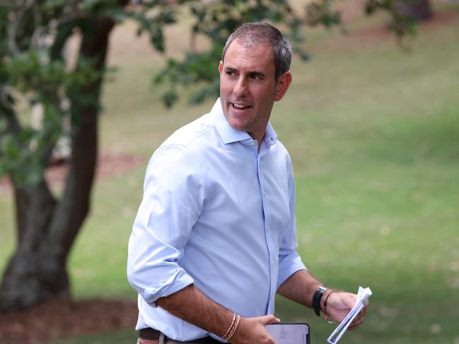 Treasurer Jim Chalmers during a media conference at Springwood Park. Picture: Liam Kidston