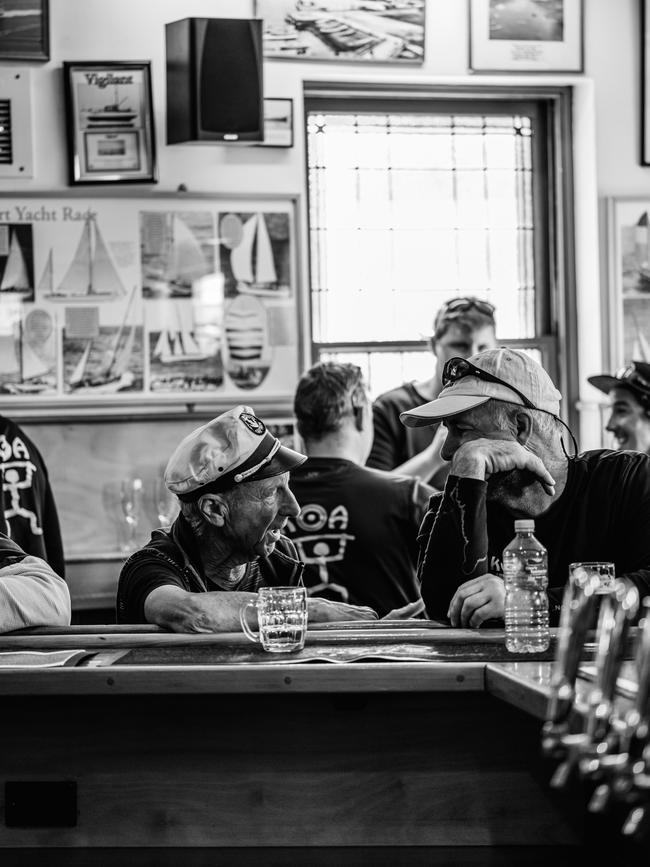 Yachties swap stories, in the pub in Hobart, after completing the gruelling Sydney-Hobart Yacht Race. Picture: Andrew Wilson, as featured in Blue Water Classics.