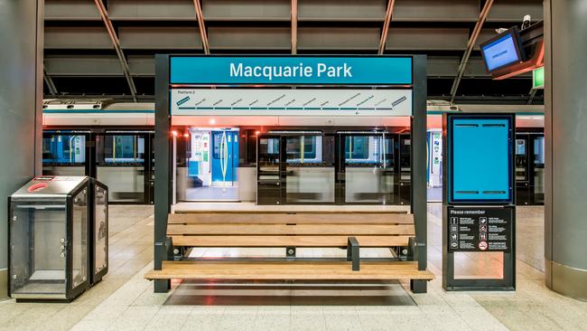 Macquarie Park Sydney Metro northwest train station. Metro travellers will benefit from half-price off-peak travel fares.