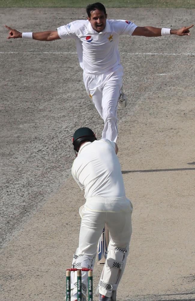 Muhammad Abbas proves express pace isn’t everything in Test cricket. Picture: AFP