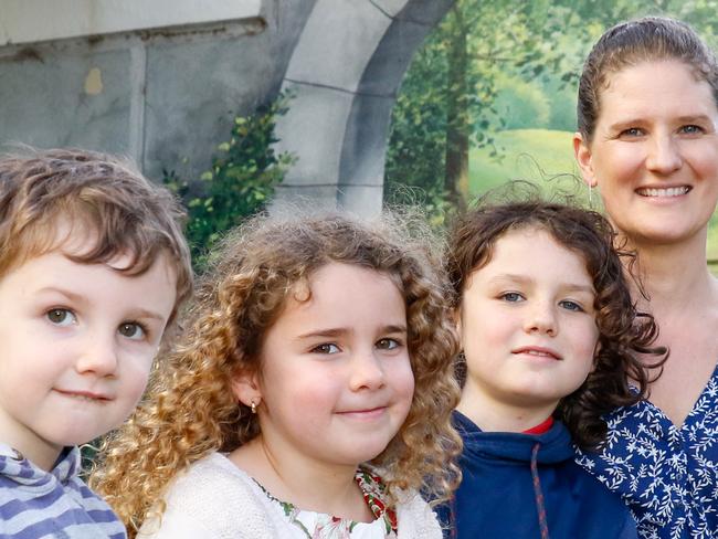 Frankston mother-of-three Lynda Miller is excited to return to the community libraries with children Ethan, Ayla and Edward. Picture: Frankston Council