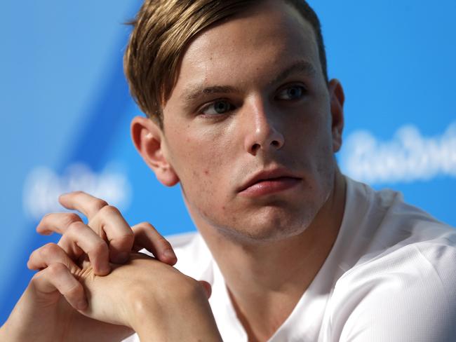 Australian Swim team press conference. Kyle Chalmers talks to the media. Rio Olympics Games 2016. RIO DE JANEIRO, Brazil. Picture: Cameron Tandy