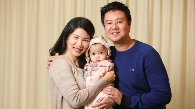 Renee Hokander with her mum Andriani Christanty and dad Edo Hokandar. Picture: Daniel Wilkins