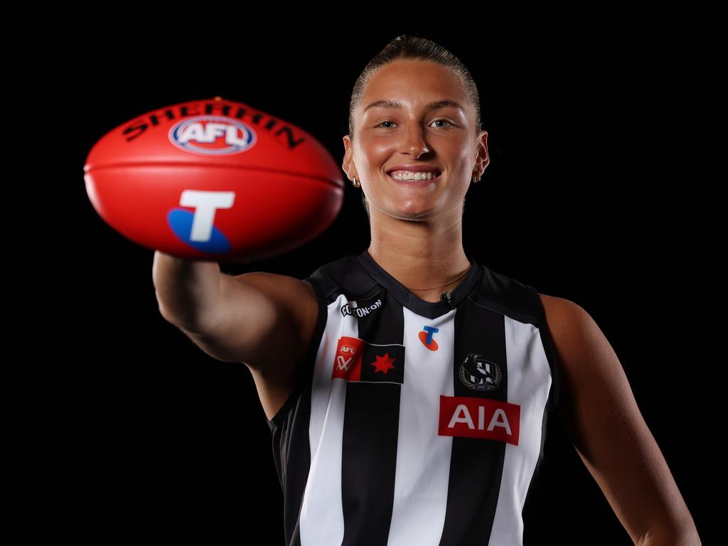 Ash Centra is a Magpie. Collingwood snapped up the Gippsland Power talent with the first pick in Monday night’s AFLW Draft. Picture: Morgan Hancock/AFL Photos/Getty Images