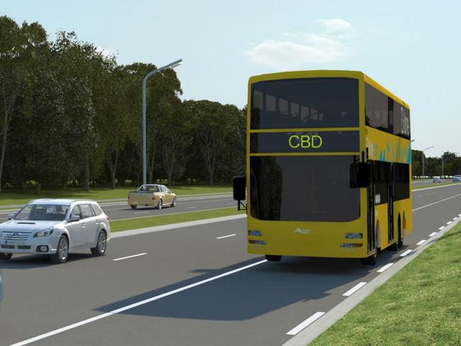 An artist’s impression of the B-Line double decker buses. Picture: Supplied