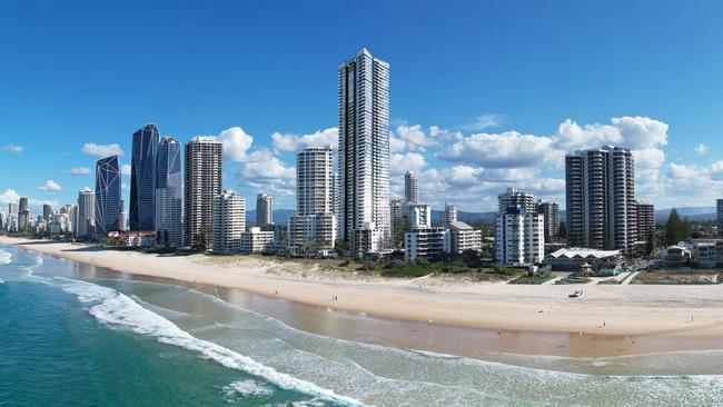 Artist impression of the $500 million, 56-storey luxury Pacific One supertower which was planned for a Garfield Terrace site in Surfers Paradise by Melbourne-based developer Central Equity.