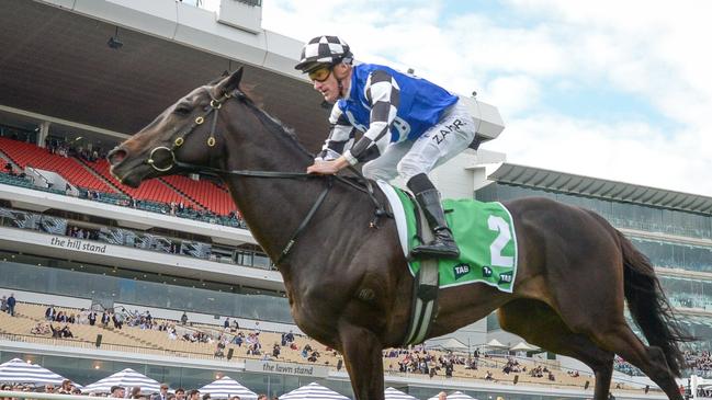 Mark Zahra riding Gold Trip in his Turnbull Stakes win. Picture: Reg Ryan/Racing Photos via Getty Images